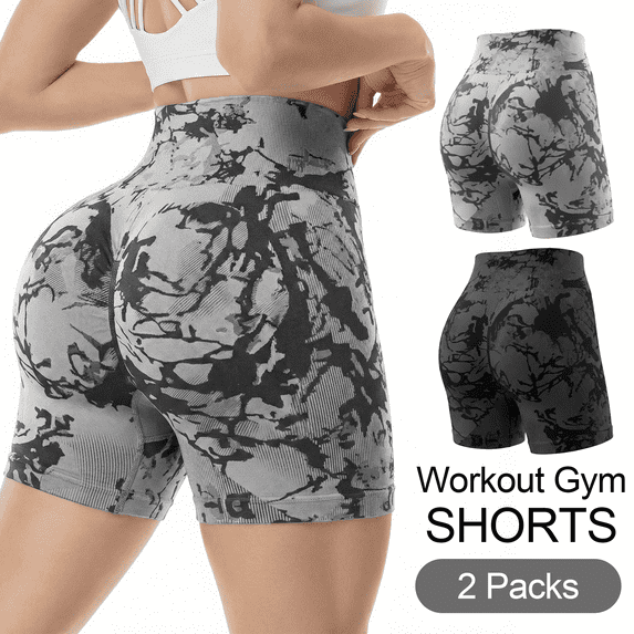 WQD Women’s Biker Shorts 2 Pack High Waisted Tummy Control Workout Yoga Shorts Stretchy Athletic Running Cycling Short Leggings