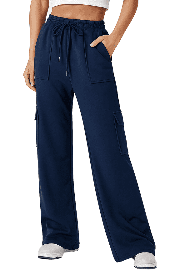 Women's Cargo Sweatpants Joggers High Waisted Wide Leg Pants Athletic Casual Baggy Sweat Pants with Pockets