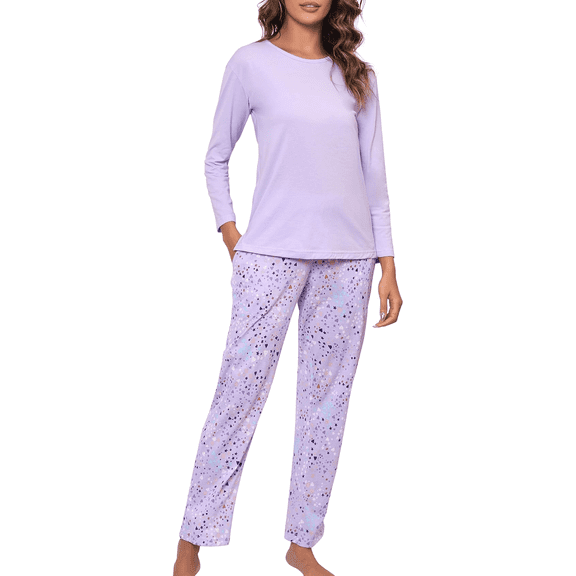 WQD Womens Pajama Sets 2 Piece Lounge Sets Soft Loungewear Comfy Pj Sets Long Sleeve Top and Pants Loose Sleepwear with Pockets for Fall Winter Spring
