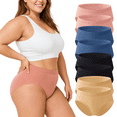 thumbnail image 1 of WQD Women's Plus Size Underwear 8 Pack Stretch Briefs Full Coverage Panties Soft Breathable No Ride Up Everyday Panty Set, 1 of 8
