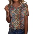 thumbnail image 1 of WQD Women’s Summer V Neck Blouse Short Sleeve Floral Print Top Casual Loose Fit Business Dressy Work Shirt, 1 of 6