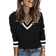 thumbnail image 1 of WQD Womens Sweaters V Neck Pullover Long Sleeve Knitted Cozy Dressy Casual Ladies Fashion Tops for Spring Fall Winter, 1 of 6