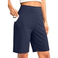 thumbnail image 1 of Women's Bermuda Shorts with Pockets High Waisted Knee Length Casual Athletic Walking Workout Lounge Shorts, 1 of 6