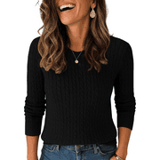 WQD Womens Sweaters V Neck Pullover Long Sleeve Knitted Cozy Dressy Casual Ladies Fashion Tops for Spring Fall Winter