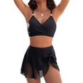 thumbnail image 1 of WQD Womens High Waisted Bikini Set Tummy Control Two Piece Swimsuit with Gold Metal Accent Wrap V Neck Bikini Top & Tie Side Skirt Bottom Bathing Suit, 1 of 6
