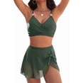 thumbnail image 1 of WQD Womens High Waisted Bikini Set Tummy Control Two Piece Swimsuit with Gold Metal Accent Wrap V Neck Bikini Top & Tie Side Skirt Bottom Bathing Suit, 1 of 6
