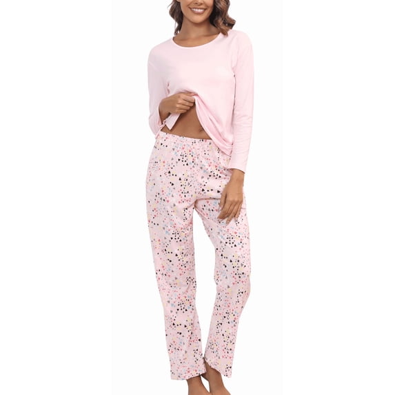 WQD Womens Pajama Sets 2 Piece Lounge Sets Soft Loungewear Comfy Pj Sets Long Sleeve Top and Pants Loose Sleepwear with Pockets for Fall Winter Spring