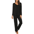 thumbnail image 1 of WQD Womens Pajama Sets 2 Piece Lounge Sets V Neck Long Sleeve Loungewear Comfy Pj Sets Top and Pants Soft Loose Sleepwear for Fall Winter Spring, 1 of 7