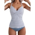 thumbnail image 1 of WQD Women's Tankini Swimsuits 2 Piece Ruched Tummy Control Bathing Suits V Neck Wrap Tie Back Swimwear, Size Down Recommended, 1 of 6