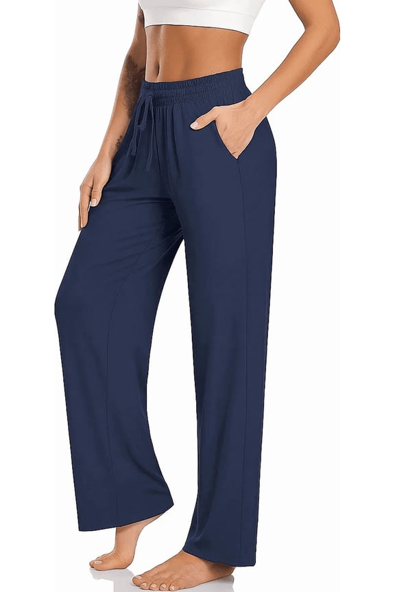 Yoga Pants with Pockets for Women Sweatpants High Waist Drawstring Workout Pants Casual Work Pants Flare Leggings