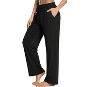 WQD Yoga Pants with Pockets for Women Sweatpants High Waist Drawstring Workout Pants Casual Work Pants Flare Leggings