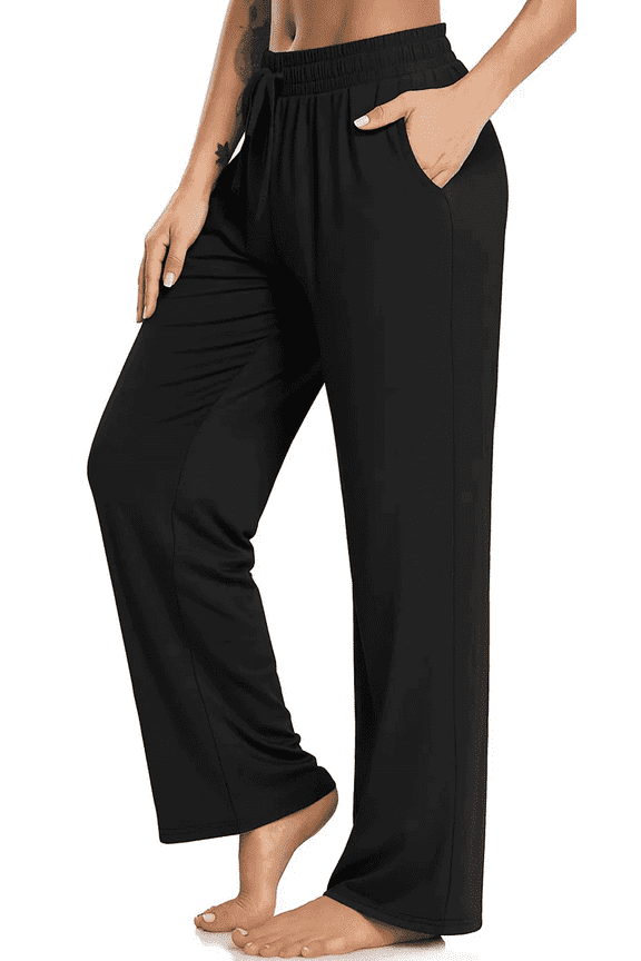 Yoga Pants with Pockets for Women Sweatpants High Waist Drawstring Workout Pants Casual Work Pants Flare Leggings