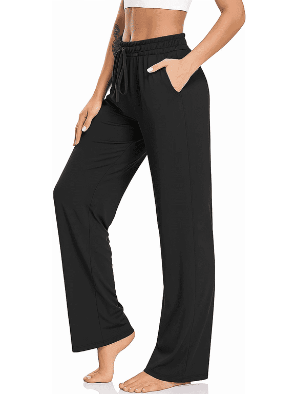 Yoga Pants with Pockets for Women Sweatpants High Waist Drawstring Workout Pants Casual Work Pants Flare Leggings