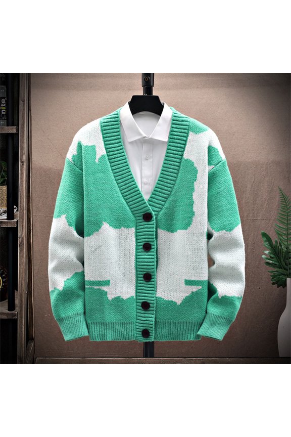 Cardigans for Men Acrylic Casual Button Closure Knit Turndown Long Sleeve Sweater Jacket