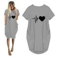 thumbnail image 1 of WQJNWEQ Christmas Summer Dresses On Fashion Women Loose Love Print O-Neck Pockets Casual Short Sleeves Robe, 1 of 9