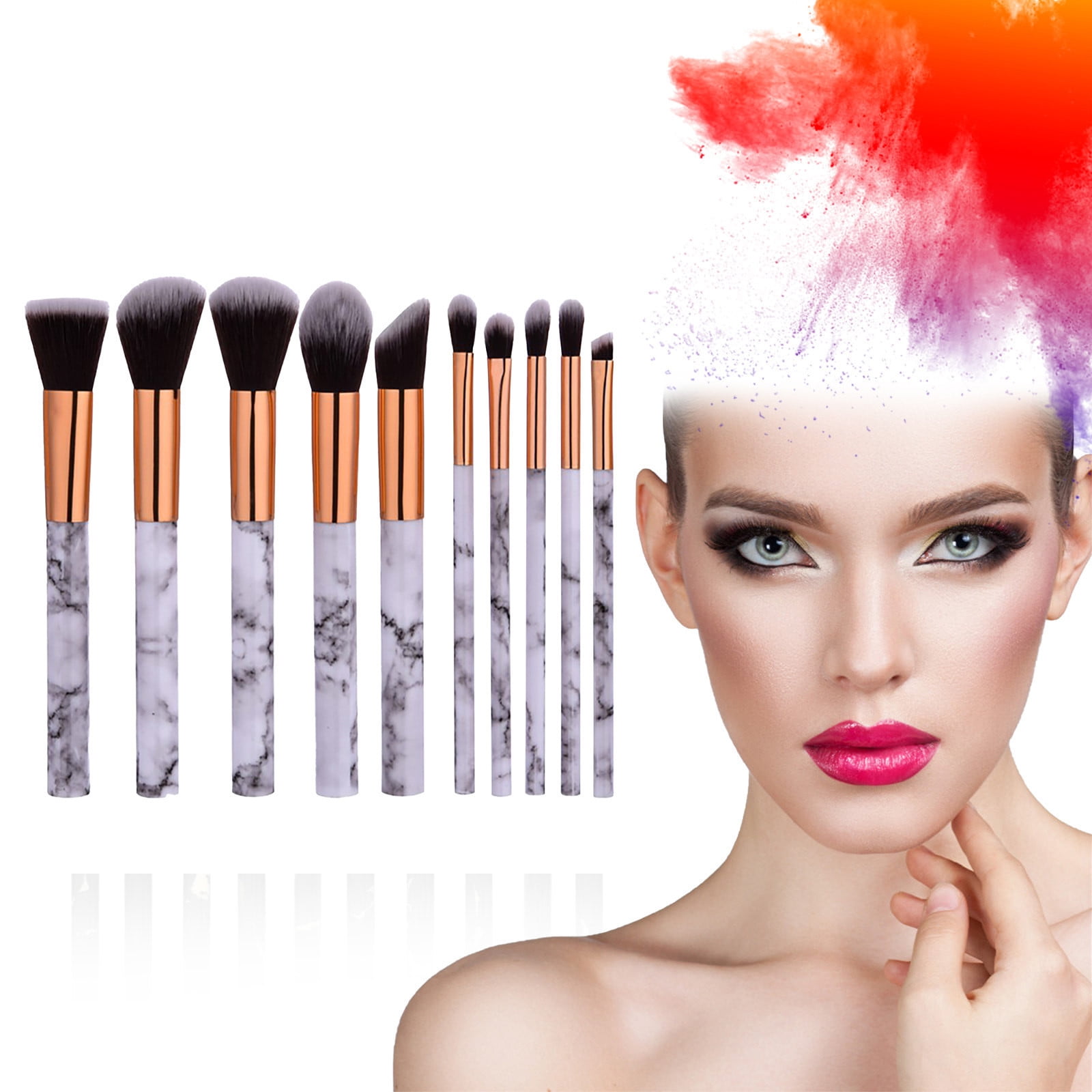 WQJNWEQ Clearance 10PC Portable makeup brush set, foundation brush, eye