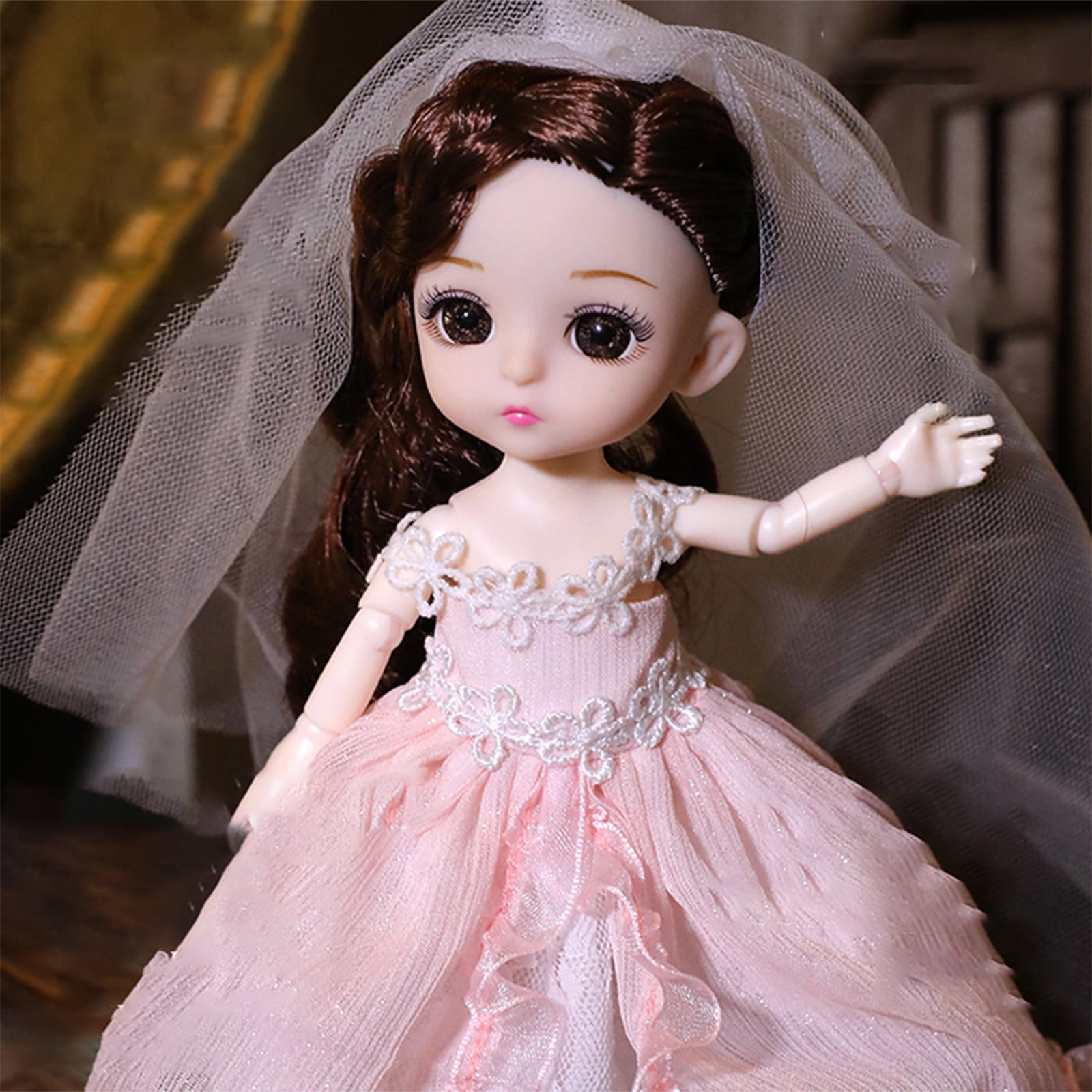 WQJNWEQ Clearance 6inch Mini Doll 13 Movable Joint Girl Baby 3D Big