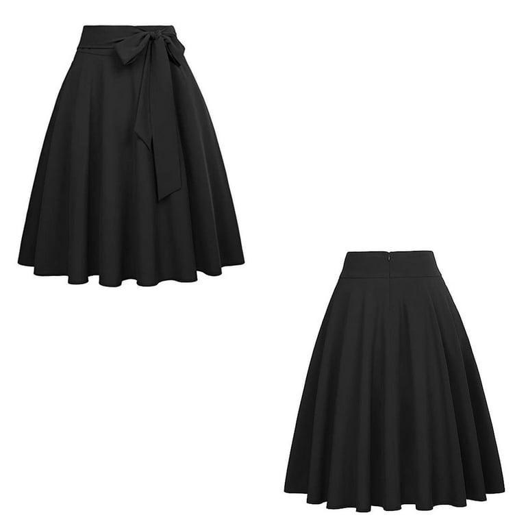 WQJNWEQ Clearance Christmas Skirt Dress Women s Vintage Solid Color High Waist Lace Half Length Flare Mid Length