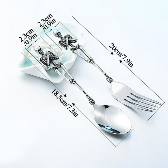 WQJNWEQ Creative Titanium Steel Skeleton fork Spoon fork Spoon Western Tableware