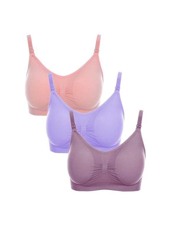 Ladies Nursing Bras for Breastfeeding Plus Size 3Pcs Pregnant Plain Color Bra Maternity Vest Tops