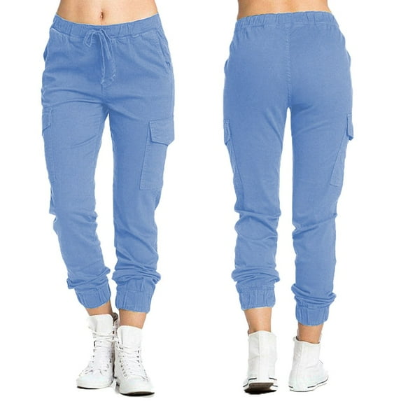 WQJNWEQ Leggings for Women Plus Size Pull on Denim Capris Cargof Pants Solid Color Lace Loose Multi Pocket Casual Pants