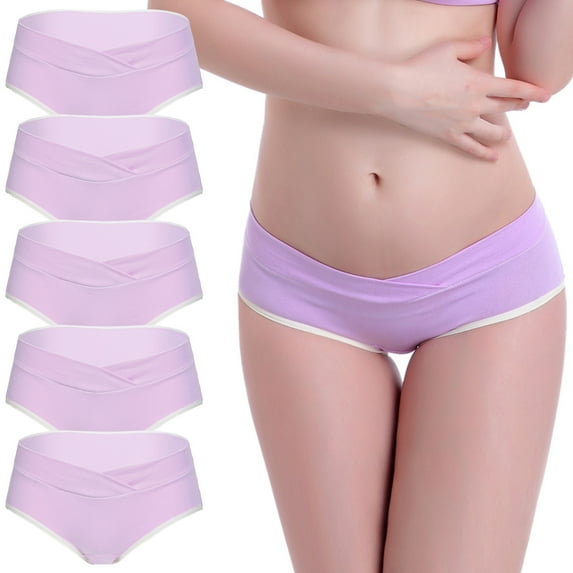 WQJNWEQ Maternity Shorts Women's Low Waist Seamless V-Shaped Solid Color Briefs Maternity Panties