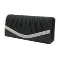thumbnail image 1 of WQJNWEQ Pleated Satin Wedding Evening Bridal Clutch Purse with Rhinestones BK, 1 of 3