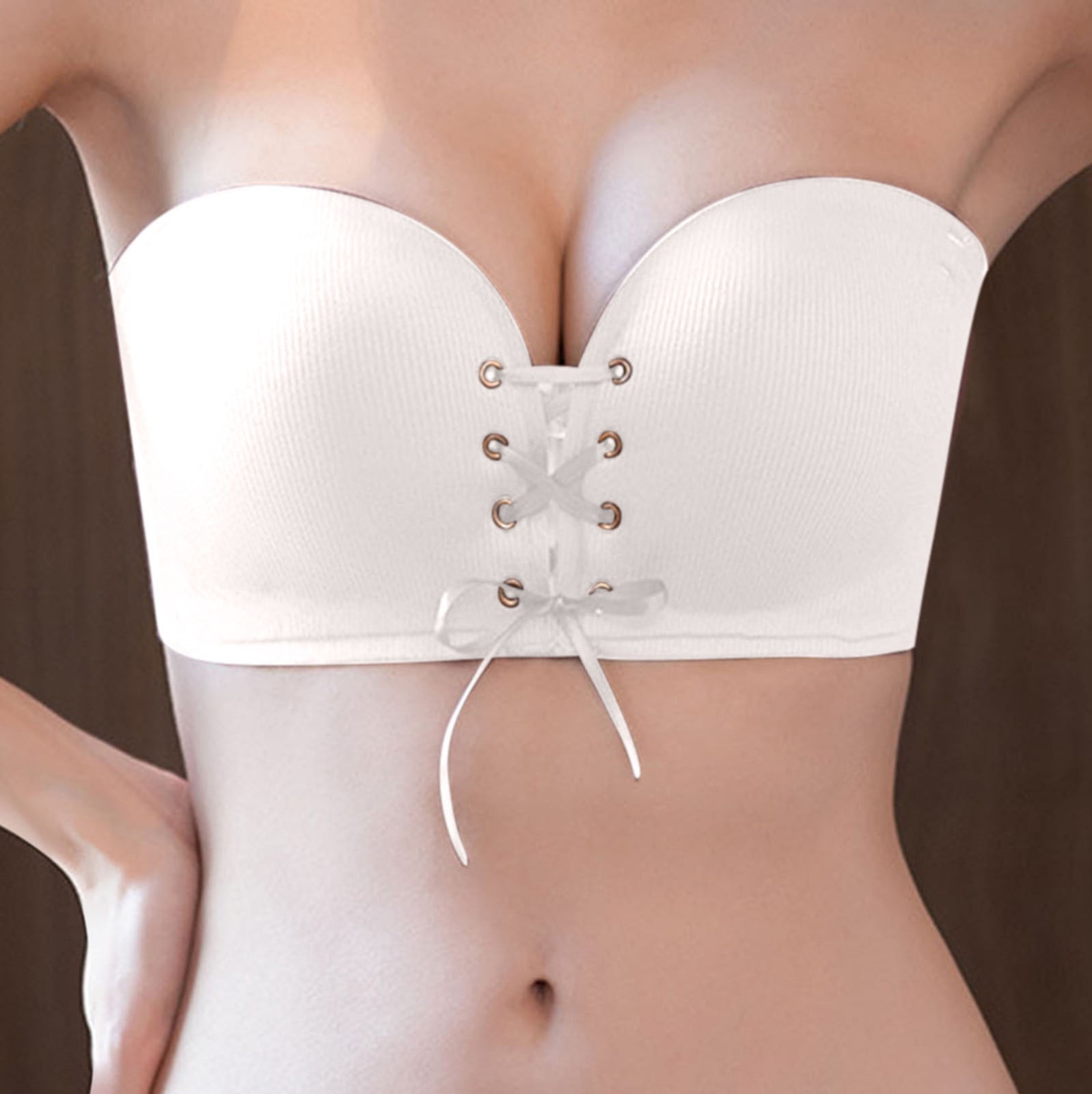 Strapless bra gathered anti-skid underwear female girls without