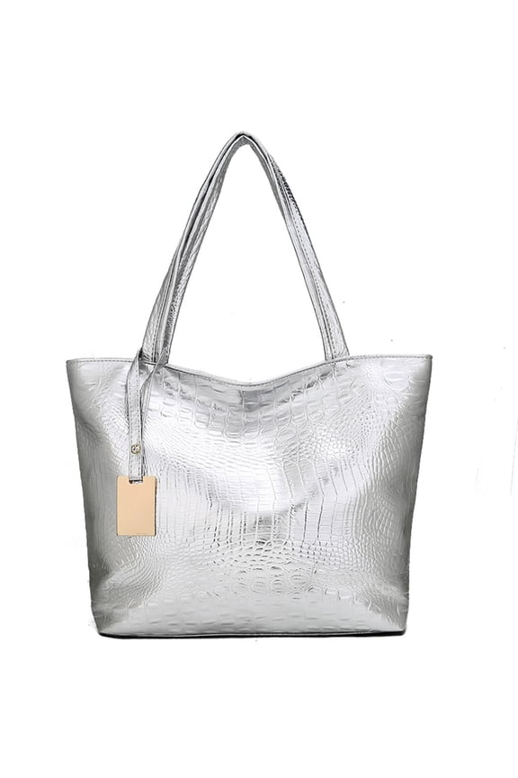Women Ladies Fashion Alligator Solid Large Capacity Shoulder Tote Handbag Bags