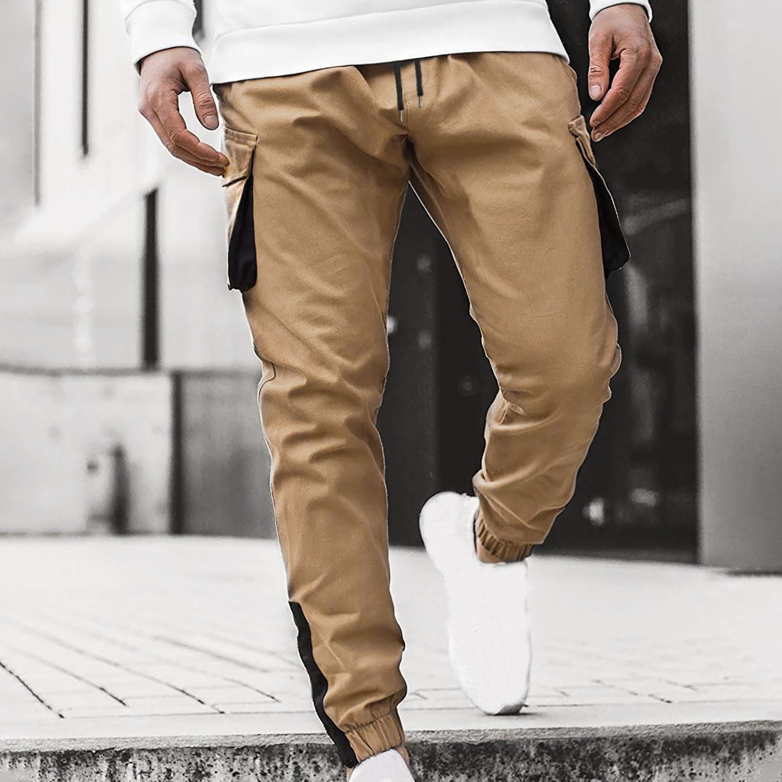 WQJNWEQ College Young Adult Fashion Men's Cargo Pants Slim WQJNWEQ College Young Adult Fashion Men's Cargo Pants Slim