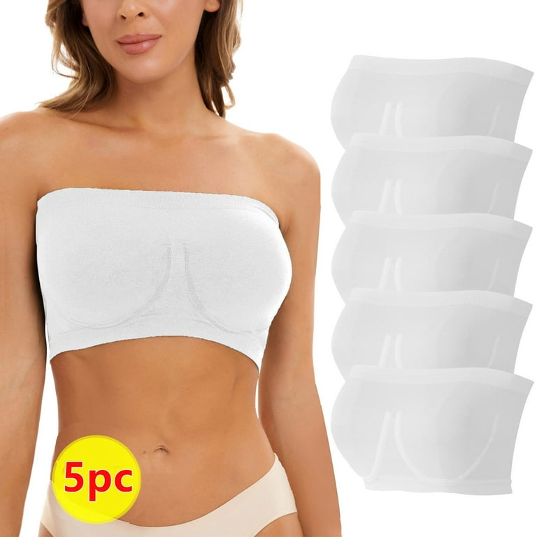 WQJNWEQ Comfortable Wireless Bra for Women, Stretchy Strapless Bandeau  Brassiere in Plus Size for Summer, 5PCS, Size 2X