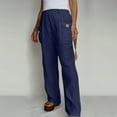 thumbnail image 1 of WQJNWEQ Elastic Waist Pants for Women with Pockets Sales Ladies Solid Color High-Waist Loose Ladies Wide Leg Pants, 1 of 5