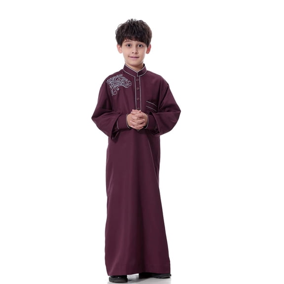 WQJNWEQ Fall Clothes for Boys Boys Middle Muslim Pure Fashion Dresses and Long Topcoats Comfortable Blouse