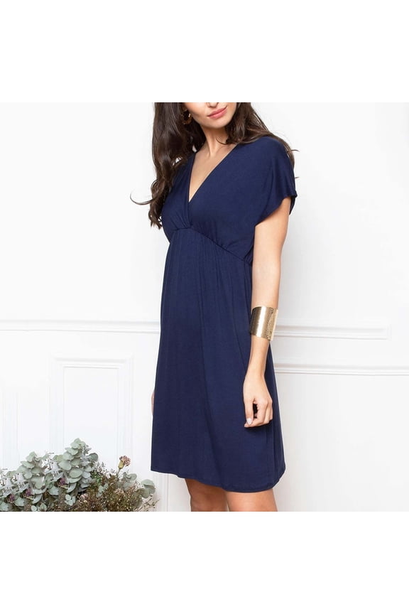 Maternity Cotton Clothes for Women Pregnant Clothes V Neck Short Sleeved Breastfeeding Casual Dress Pregnancy