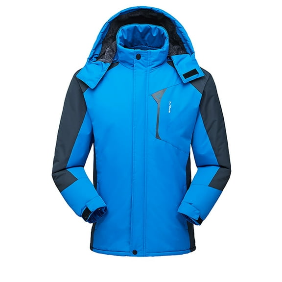 WQJNWEQ Men Coats for Winter Polyester Men's Detachable Cap Plus Velvet Thick Plus Size Multi-pocket Warm Cotton Coat