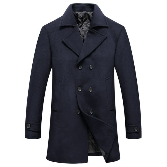 WQJNWEQ Mens 50%Wool,50%Polyester Outwear Jacket Winter Business Woolen Coat Fashion Double Breasted Lapel Mid Length Coat Coat