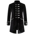 thumbnail image 1 of WQJNWEQ Mens Polyester Outwear Jacket Men Solid Long Sleeve Steampunk Vintage Velvet Uniform Stand Collar Cardigan, 1 of 2