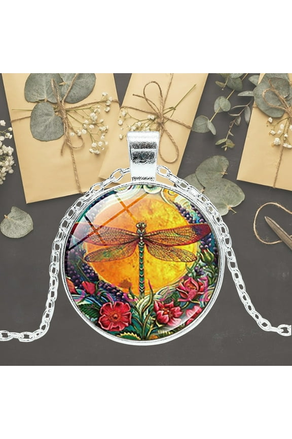 Necklace for Women Gifts 2024 Vintage Dragon-fly Time G-em Pendant Vintage Sweater Chain Jewelry