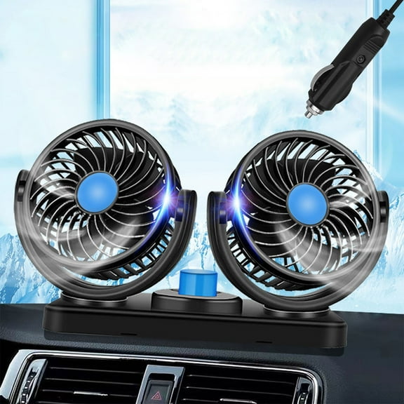 WQJNWEQ Outdoor Car Fan Portable Rocking Head Fan Double Speed Durable Double Head Large Wind Car Electric Fan Gift Bags Car Decorations Car Accessories for Men Car Decoration