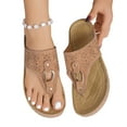 thumbnail image 1 of WQJNWEQ Sandals Women Hollow Metal Circle Thick-soled Wedge Heel Flip-flops, 1 of 5