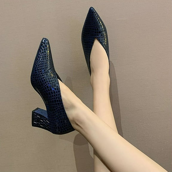 WQJNWEQ Shoes Women Scoop Mid-heel Single Fashion Retro Grandma Work High Heels Four Seasons Shoes Fall Sale