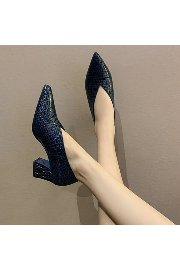 Shoes Women Scoop Mid-heel Single Fashion Retro Grandma Work High Heels Four Seasons Shoes Fall Sale