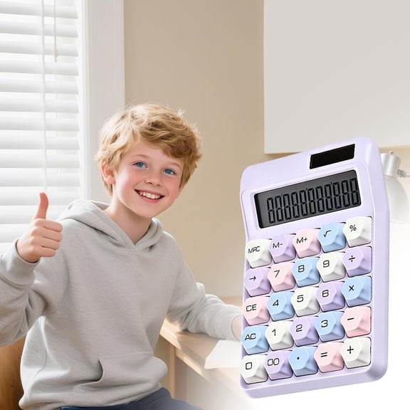 WQJNWEQ Solar Powered 12 Digit Desktop Calculator Tactile Flower Shape Keys Portable Office Accounting Computing Tool