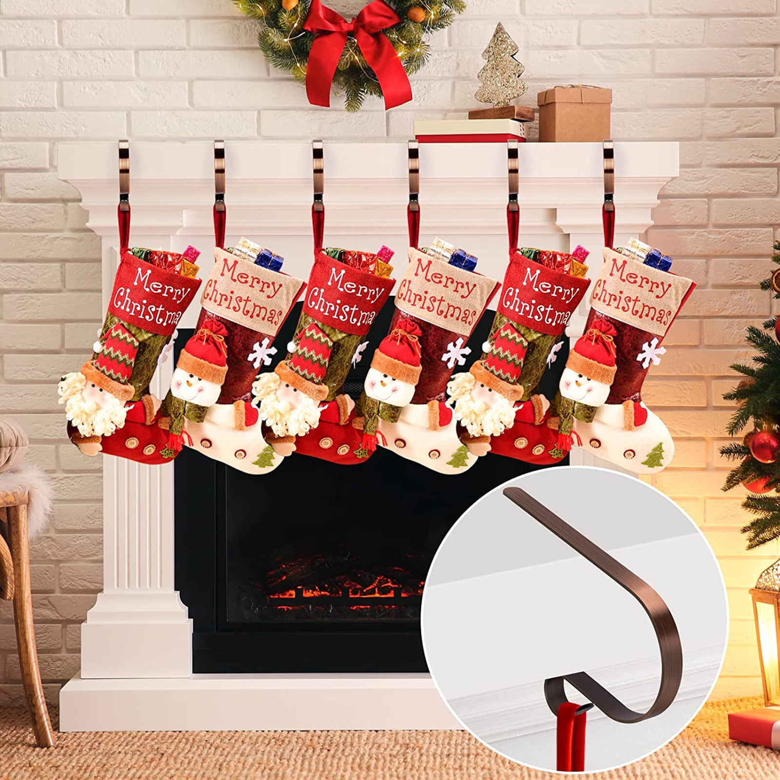 WQJNWEQ Stockings Classic Blanket, 6piece Metal Rack, Chimney Multi
