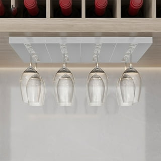 Keyohome Metal Wine Glass Rack Under Cabinet Stemware Rack Wire Wine Glass  Holder Glass Drying Storage Hanger(8 Glass)