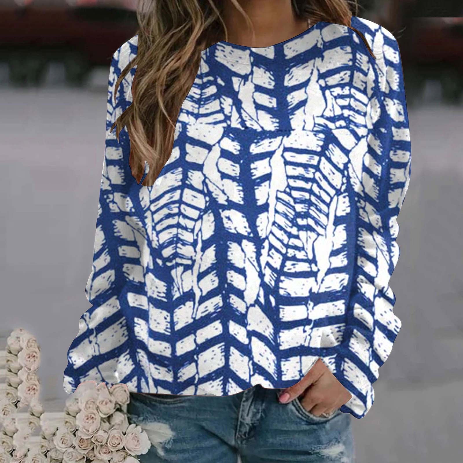 Women's Plus Long Sleeve Round Neck Printed Top main image 1