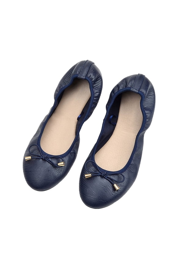 Women's Flats Shoes Leisure Fashion Ladies Round Toe Bow-Knotable Chicken Rolls Curved Shoes Comfort