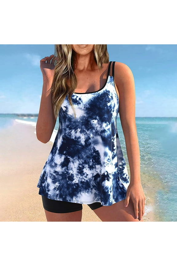 Womens Bikinis Swimsuits Women Plus Size Print Bowknot Set Two-Piece Swimsuit Swimwear Shorts