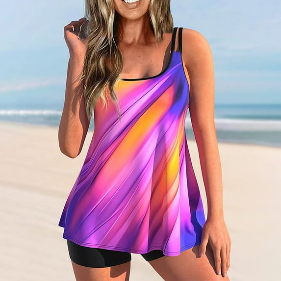 WQJNWEQ Womens Bikinis Swimsuits Women Plus Size Print Bowknot Set Two-Piece Swimsuit Swimwear Shorts