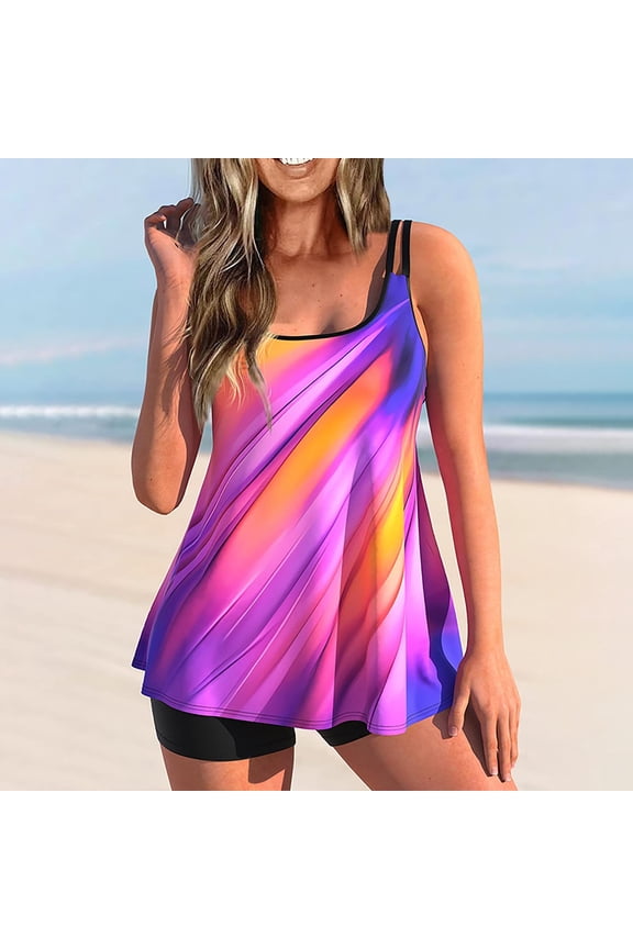 Womens Bikinis Swimsuits Women Plus Size Print Bowknot Set Two-Piece Swimsuit Swimwear Shorts